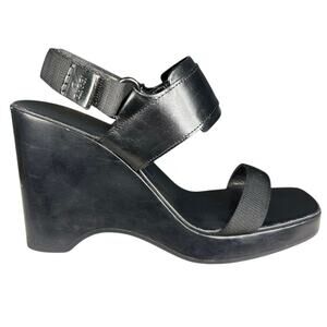 Vintage Gucci Women’s Black Wooden Platform Slingback Sandal Size 6.5